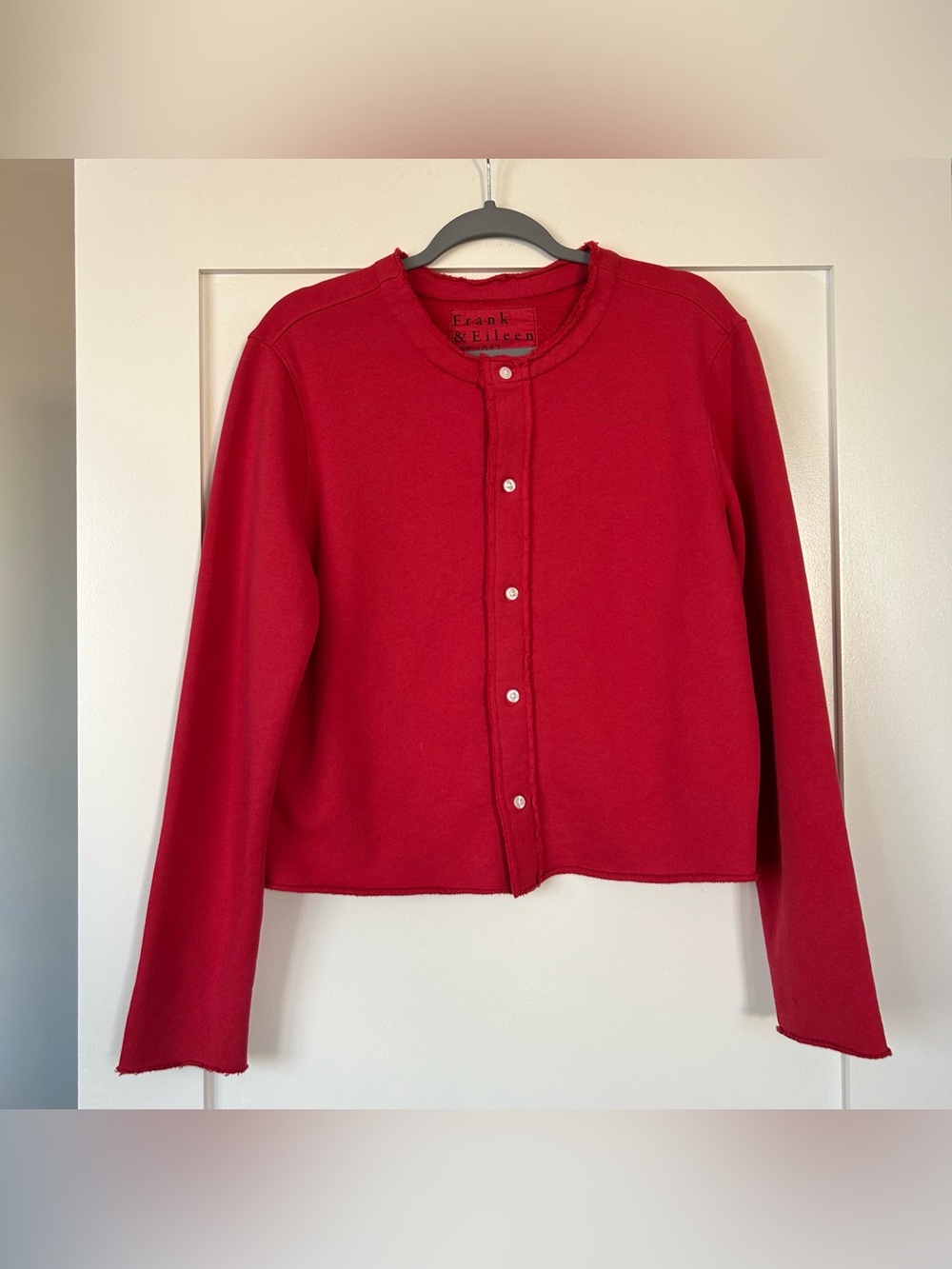 Frank & Eileen Jackie Sweatshirt Cardigan in Cherry Size Small - Picture 3 of 8